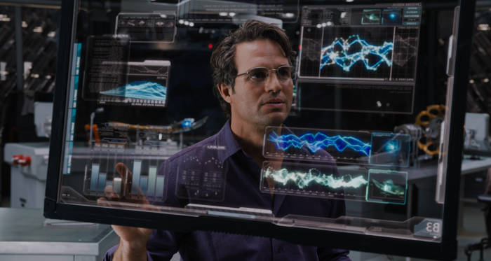 Bruce Banner interacting with holographic displays
