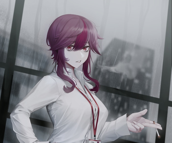 Rosaria from Genshin Impact smoking