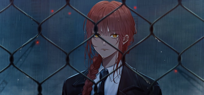 Makima from Chainsaw Man in the rain