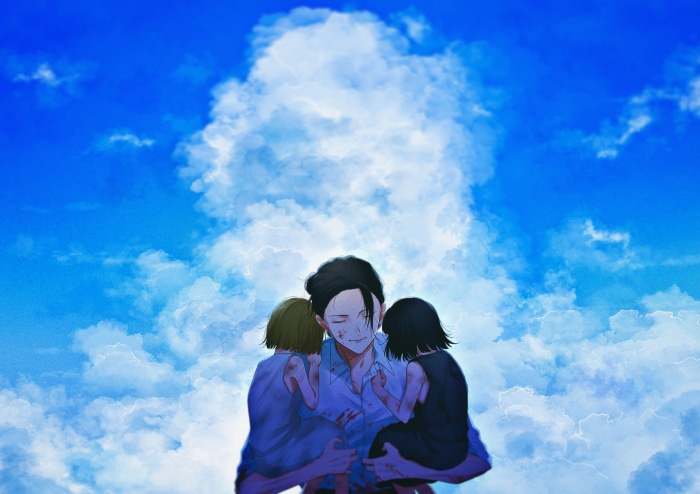 Suguru Geto from Jujutsu Kaisen with two children