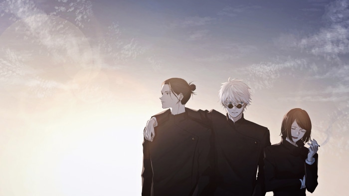 Suguru Geto, Satoru Gojo, and Shoko Ieiri from Jujutsu Kaisen 4K