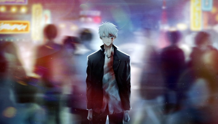 Satoru Gojo from Jujutsu Kaisen in a city