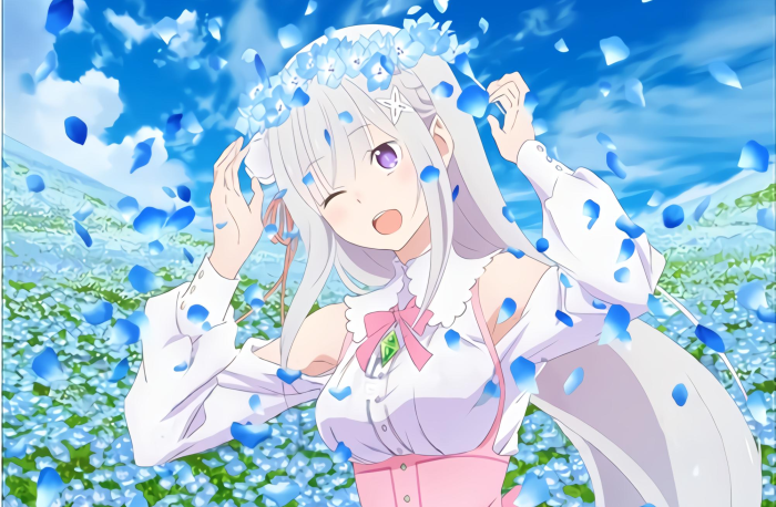 Emilia from Re:ZERO with a flower crown