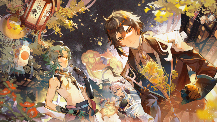 Xiao and Zhongli from Genshin Impact with Ganyu