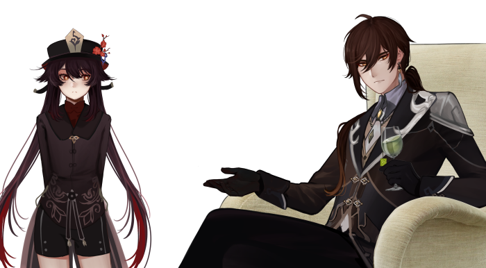 Hu Tao and Zhongli from Genshin Impact