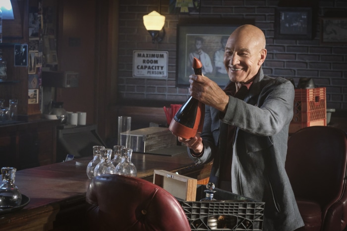 Jean-Luc Picard from Star Trek: Picard holding a bottle