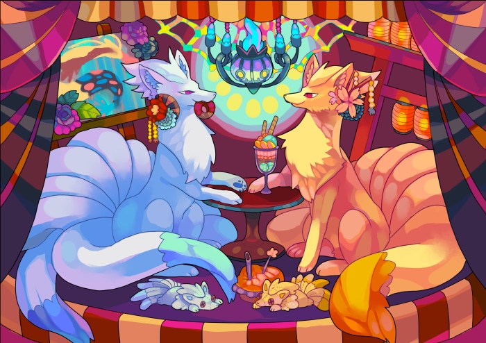 Alolan Ninetales and Vulpix from Pokémon