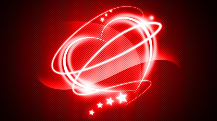 Artistic Red Heart with Swirling Lights and Stars