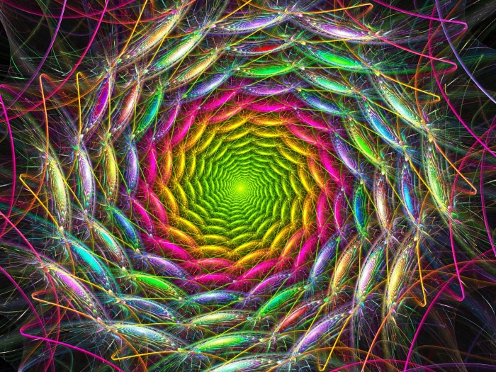 Abstract Fractal Tunnel with Rainbow Colors