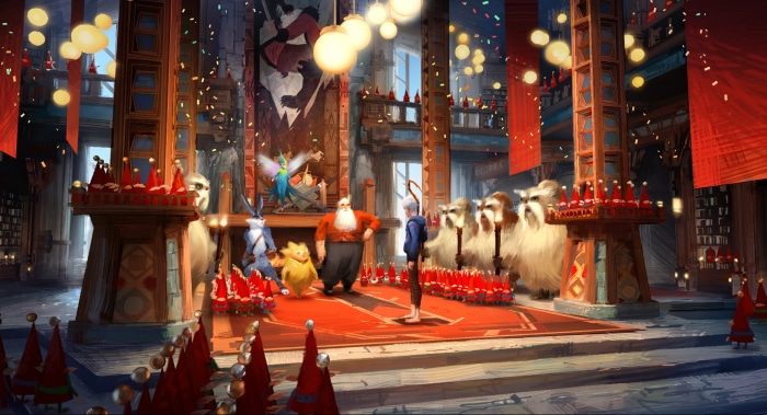Jack Frost and friends in a festive workshop