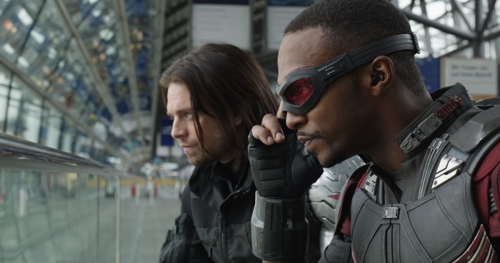 Sam Wilson and Bucky Barnes in Captain America: Civil War