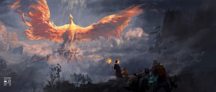 Fantasy Phoenix with people watching
