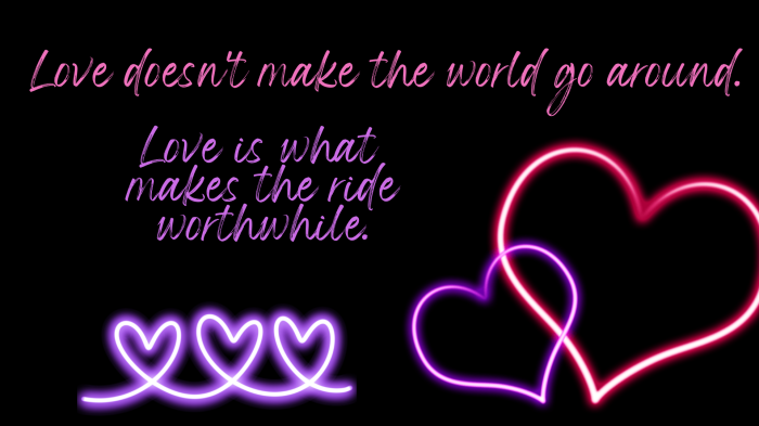 Love quote with neon hearts