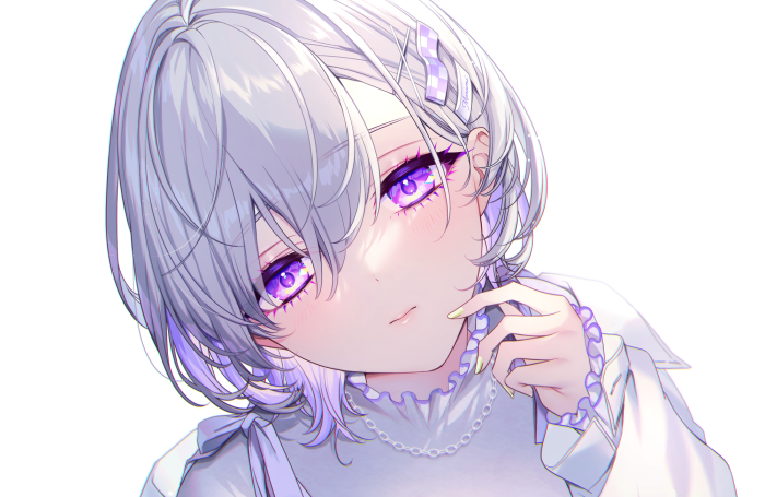 Anime girl with purple eyes and white hair