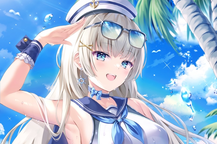 Anime Girl in Sailor Outfit with Sunglasses