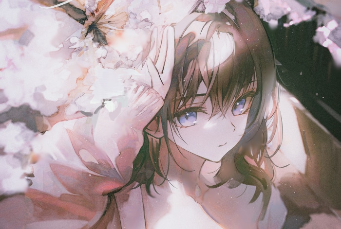 Girl with flowers 4K