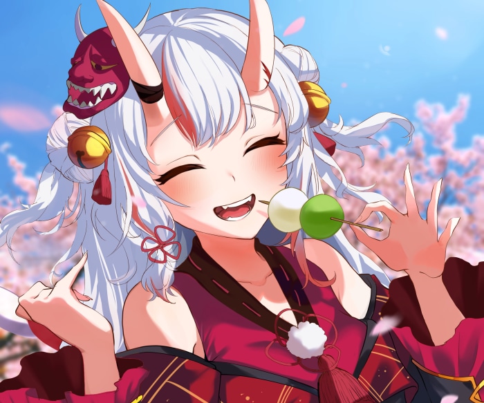 Nakiri Ayame from Hololive eating dango