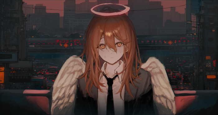 Angel Devil from Chainsaw Man in a city