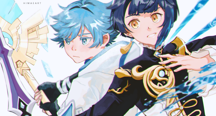 Chongyun and Xingqiu from Genshin Impact