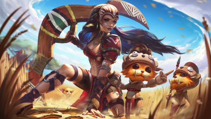 Nidalee and Gnar from League of Legends