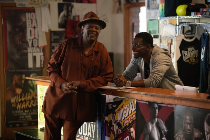 Samuel L. Jackson and Martin Bats Bradford in The Last Days Of Ptolemy Grey 4K