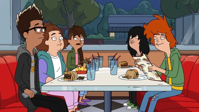 Duncanville 4K: Yangzi, Wolf, Mia, Bex, and Duncan at a Diner