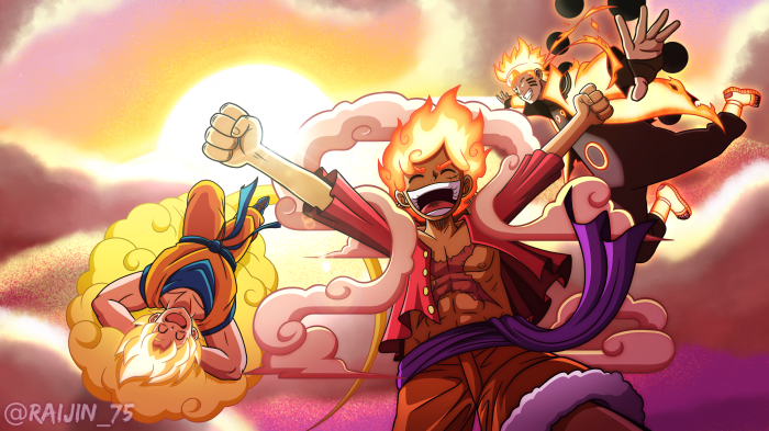 Crossover K Goku Monkey D Luffy Naruto Uzumaki Gear One Piece HD Wallpaper Rare Gallery