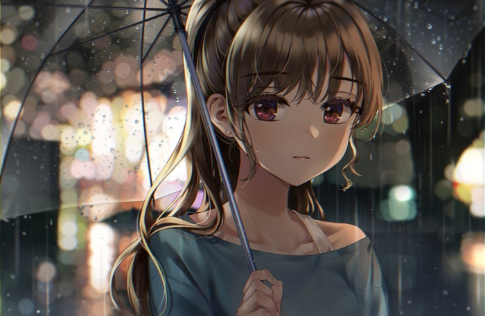 Girl with umbrella in the rain