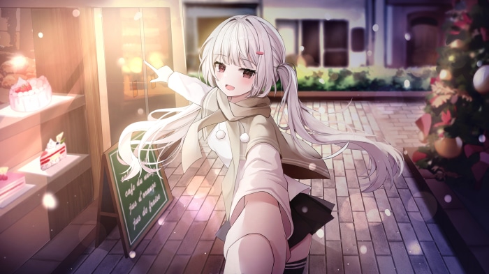 Girl in winter clothes taking a selfie