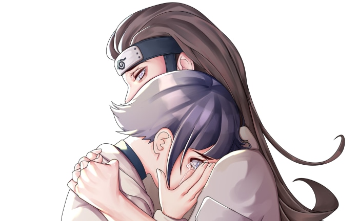Neji Hyuga hugging Hinata Hyuga from Naruto