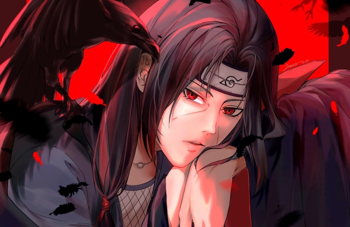 Itachi Uchiha from Naruto with Crows