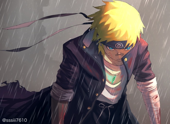 Naruto Uzumaki in the rain