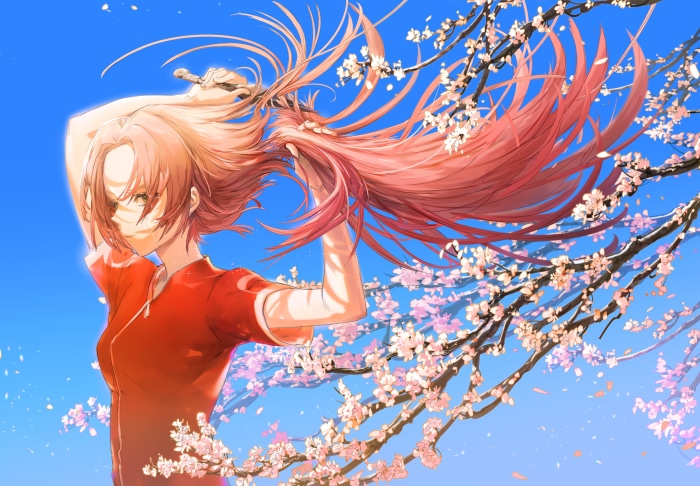 Sakura Haruno from Naruto with Cherry Blossoms
