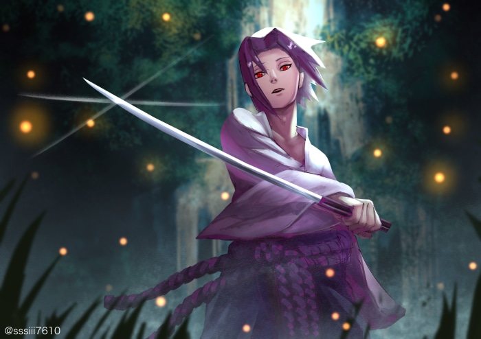 Sasuke Uchiha from Naruto holding a sword