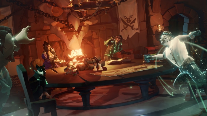 Sea of Thieves characters gathered around a table