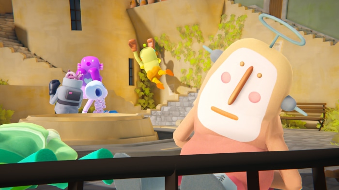 Bare Butt Boxing characters in a town square