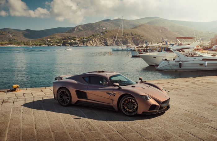 Mazzanti Evantra 4K parked by the sea