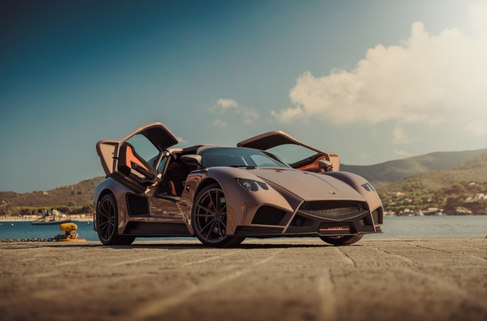 Mazzanti Evantra 4K sports car with doors open