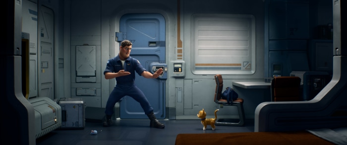 Buzz Lightyear and cat in spaceship