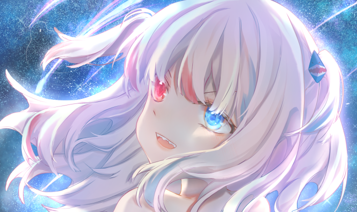 Gawr Gura from Hololive with Heterochromia