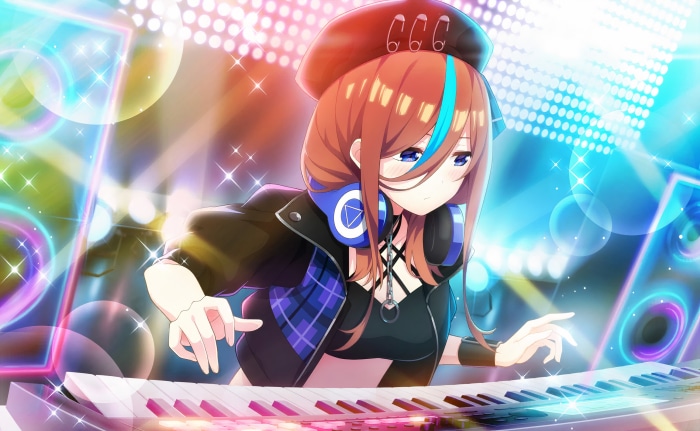 Miku Nakano from The Quintessential Quintuplets playing keyboard