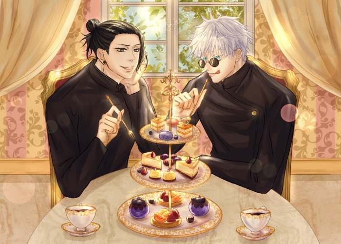 Satoru Gojo and Suguru Geto from Jujutsu Kaisen at tea