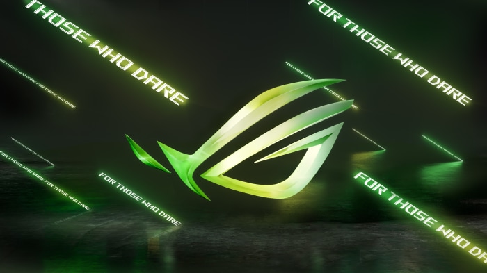 ASUS ROG logo with "FOR THOSE WHO DARE" text