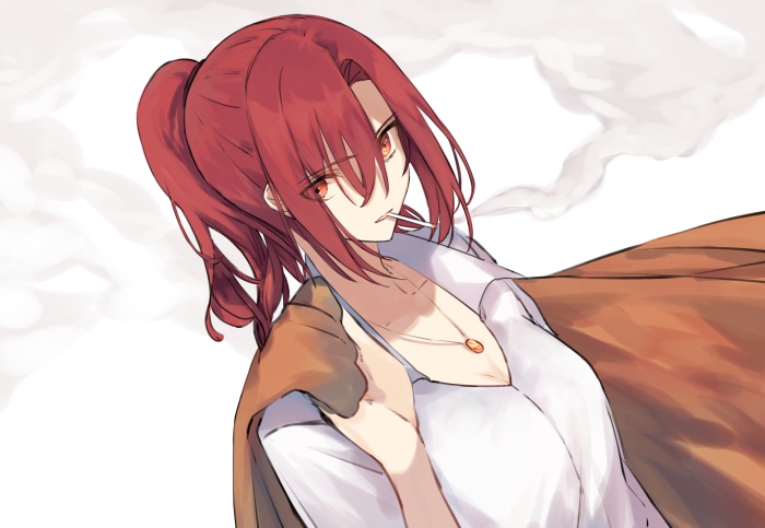Touko Aozaki from Kara No Kyoukai smoking