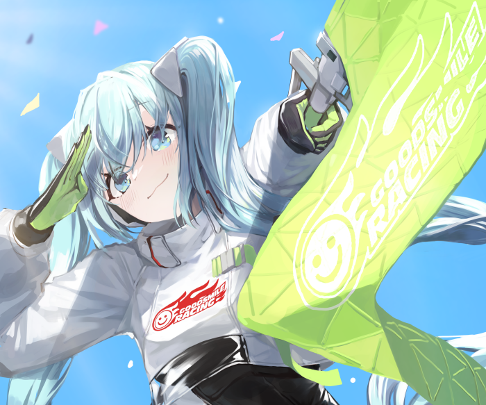 Hatsune Miku from Vocaloid in racing outfit