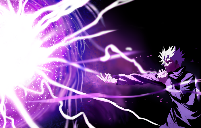 Satoru Gojo from Jujutsu Kaisen using Hollow Purple