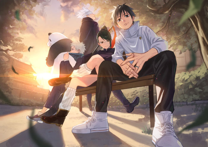 Jujutsu Kaisen 0 characters sitting on a bench
