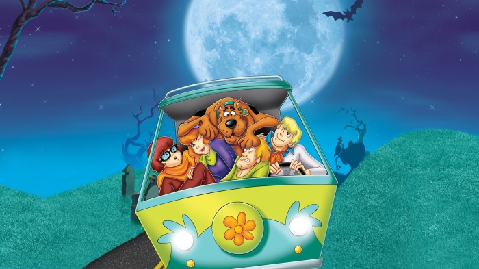 Scooby-Doo and the Mystery Inc. gang in the Mystery Machine