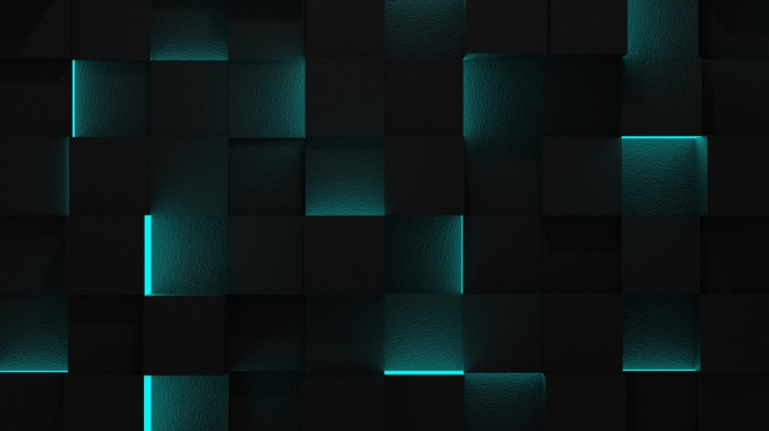 Dark Cubes with Cyan Neon Lights
