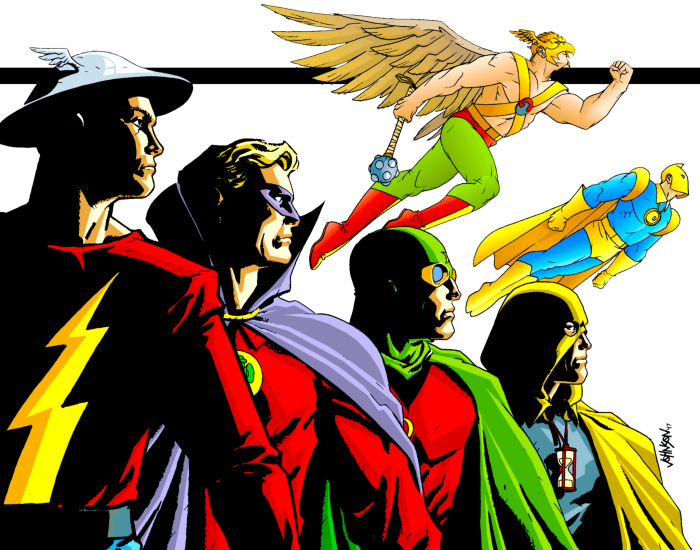 Justice Society of America heroes in costume